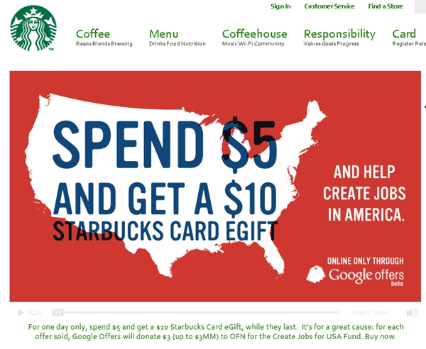 $10 starbucks card